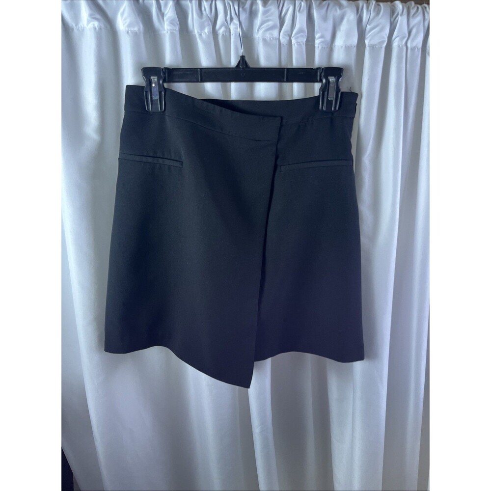 Scoop Black Asymmetrical Faux Wrap Mini Skirt Size 4 Officecore Officesiren